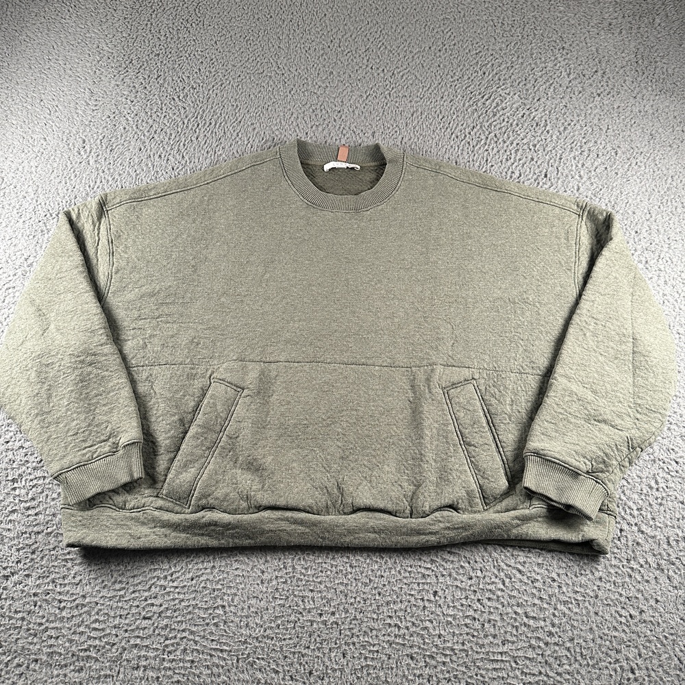 Lunya Restore Double Face Crewneck Sweatshirt Womens XS Olive Oversized Fleece